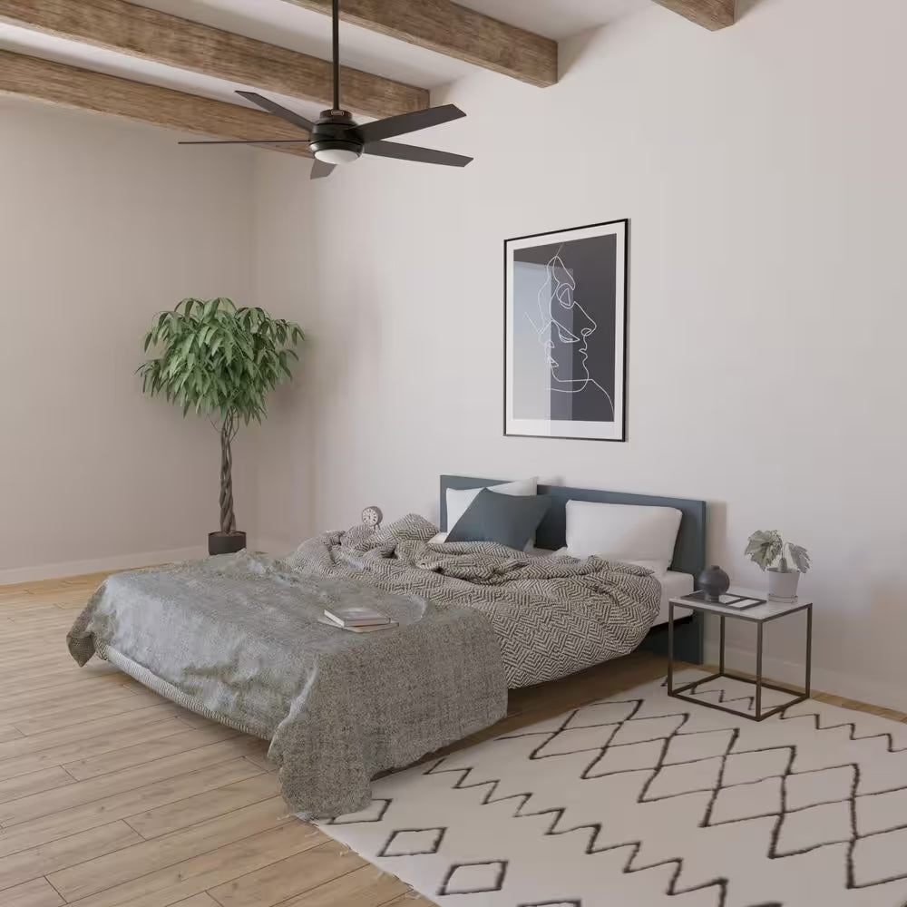 Zayden 52 In. Integrated LED Indoor Matte Black Ceiling Fan with Light Kit and Remote Included