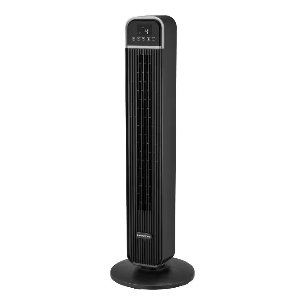 36 In. 4-Speed Oscillating Tower Fan in Black with Remote Control and Easy Carry Handle