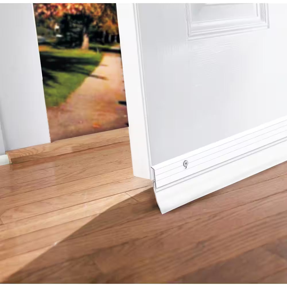 1-5/8-Inx36-In White Premium Aluminum and Vinyl Door Sweep Weatherstrip