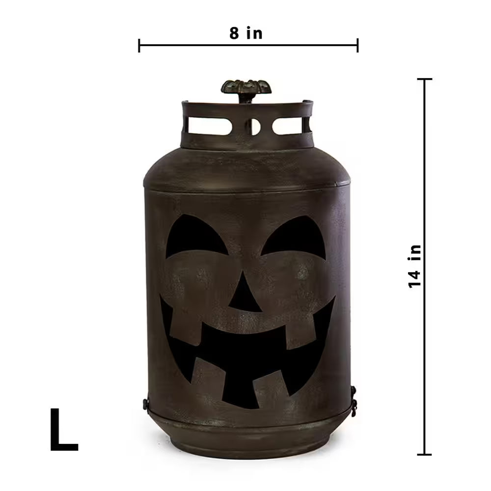 14 In. Halloween Patina Pumpkin Lanterns - Replica Propane Lanterns (Set of 3)