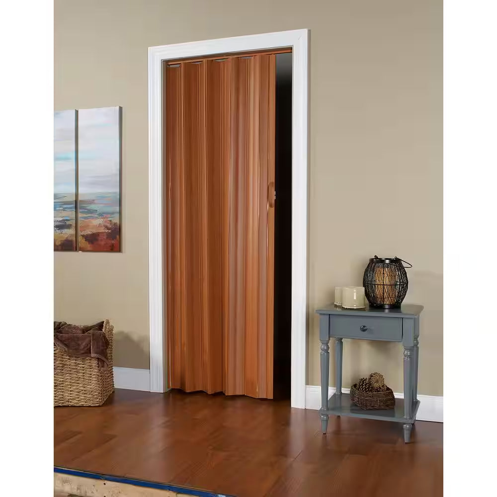 36.875 In. X 78.75 In. Fruitwood Vinyl Accordion Door with Hardware