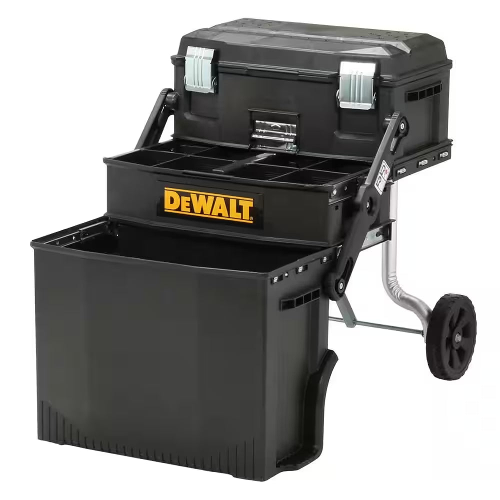 16 In. 4-In-1 Cantilever Tool Box Mobile Work Center with Removable Tray