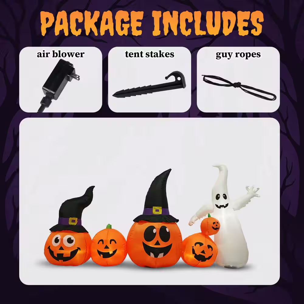 12 Ft. LED Pumpkins Ghost Halloween Inflatable Outdoor Decorations