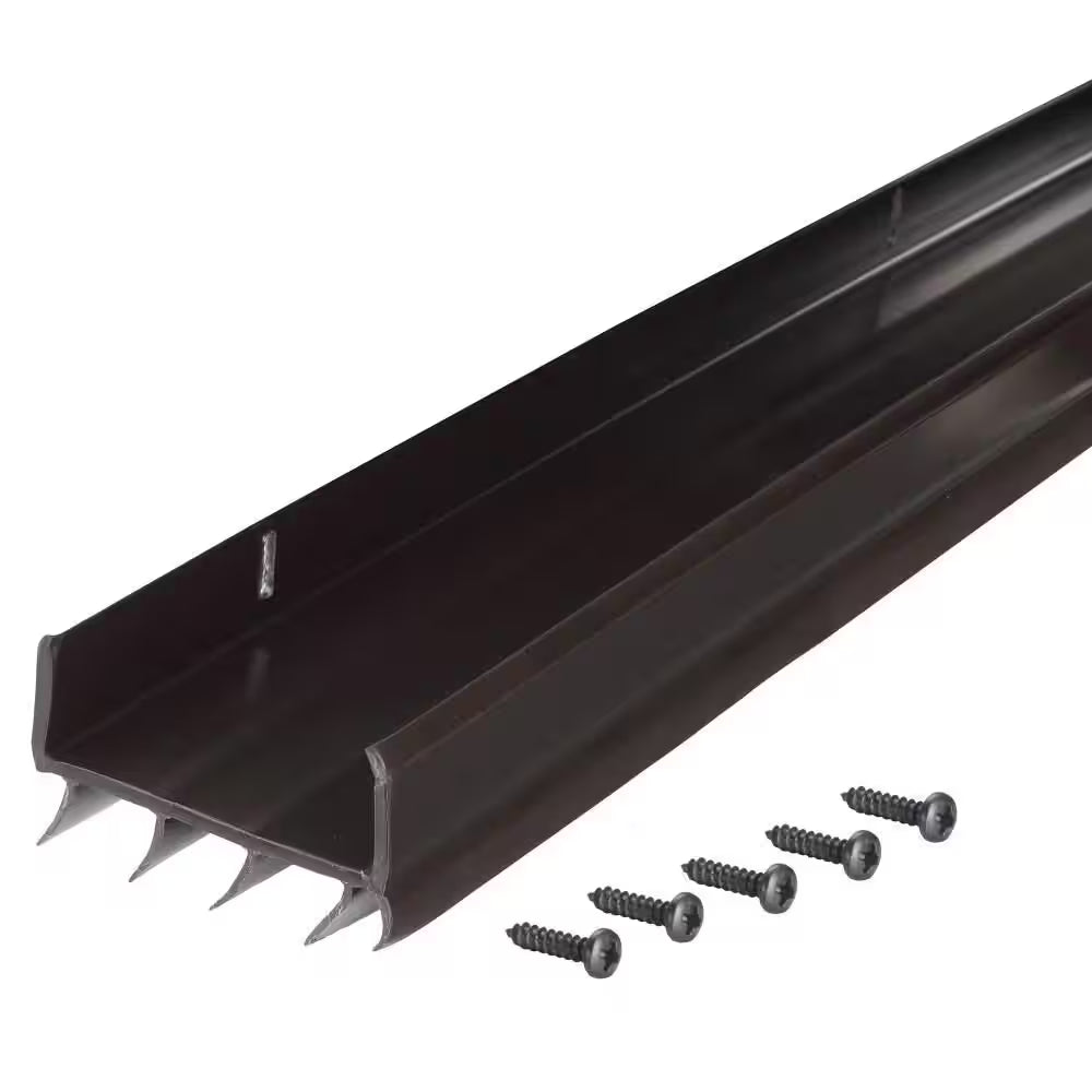 36 In. Brown Vinyl U-Shape Screw-On under Door Seal