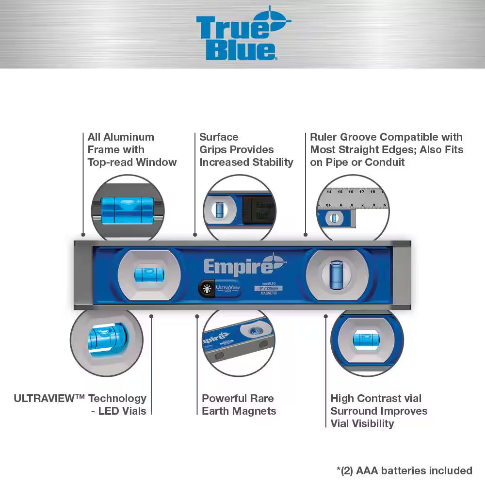 Ultraview LED 9 In. Torpedo Level