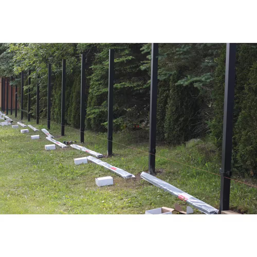 3 In. X 3 In. X 100 In. Black Powder Coated Aluminum Fence Post Includes Post Cap