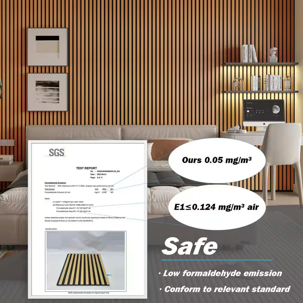 3/5 Ft. X 8 Ft. X 4/5 In. Wood Slat Acoustic Panels, MDF Decorative Teak Wall Paneling (4-Piece/21 Sq. Ft.)