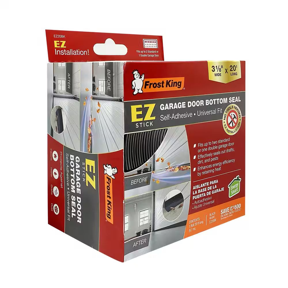 3 1/8 In. X 20 Ft. Self-Stick Garage Door Sweep Black
