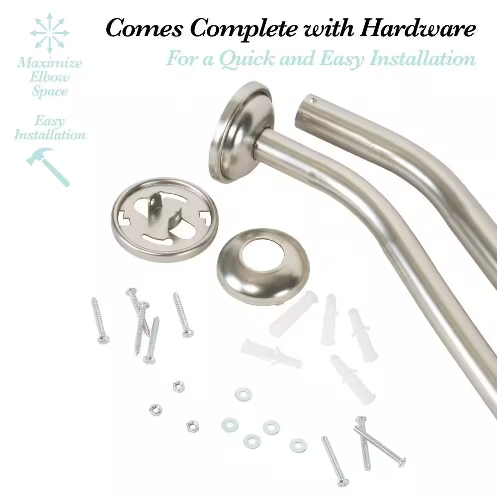 Curved Wall Mounted Rod in Satin Nickel