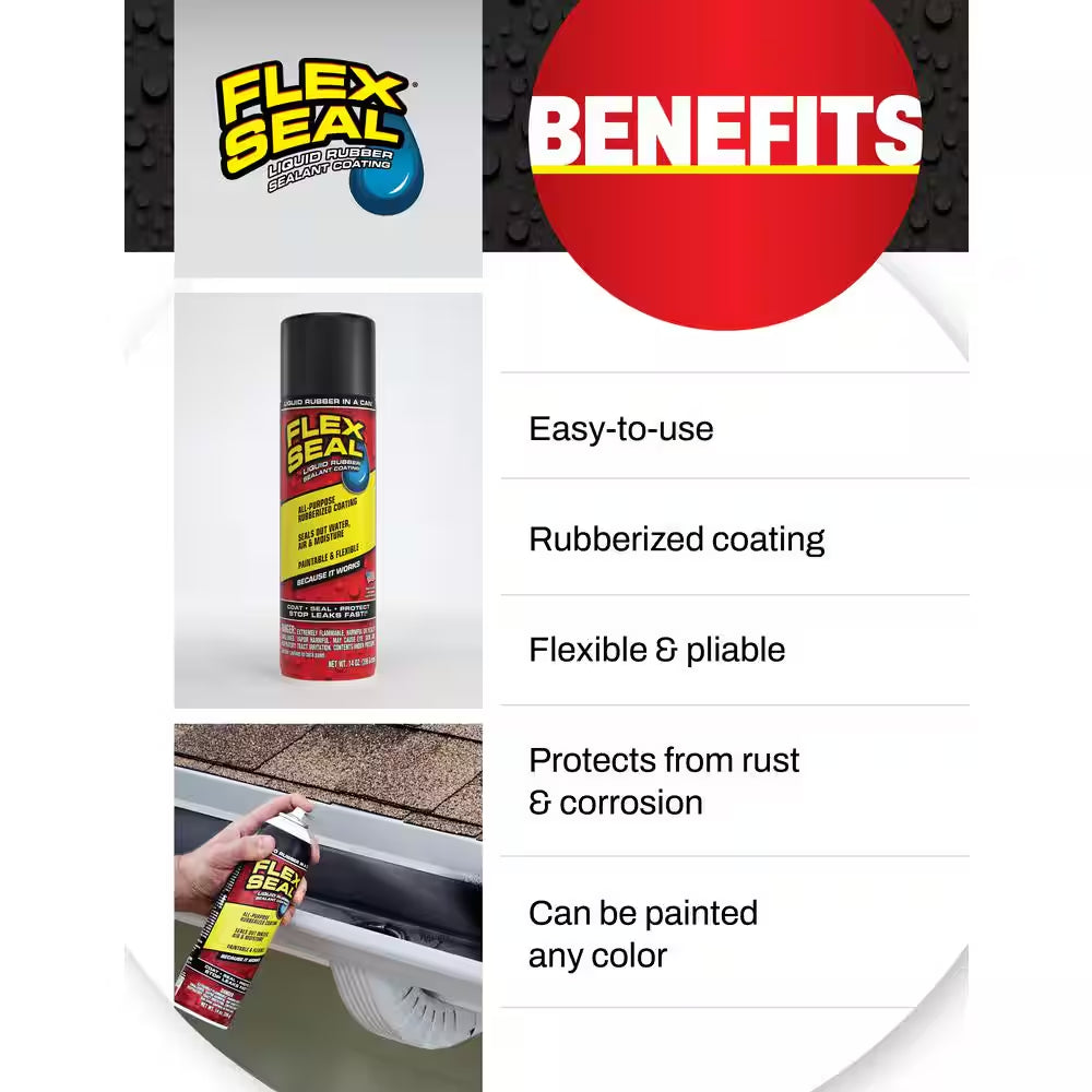 Flex Seal Black 14 Oz. Aerosol Liquid Rubber Sealant Coating Spray Paint