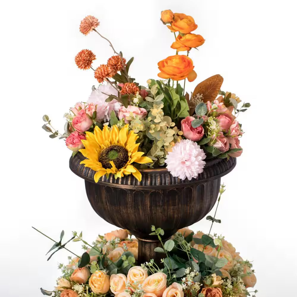 Bronze Outdoor Garden Triple Stacked Flower Bowl Urn Tier Planter Decoration