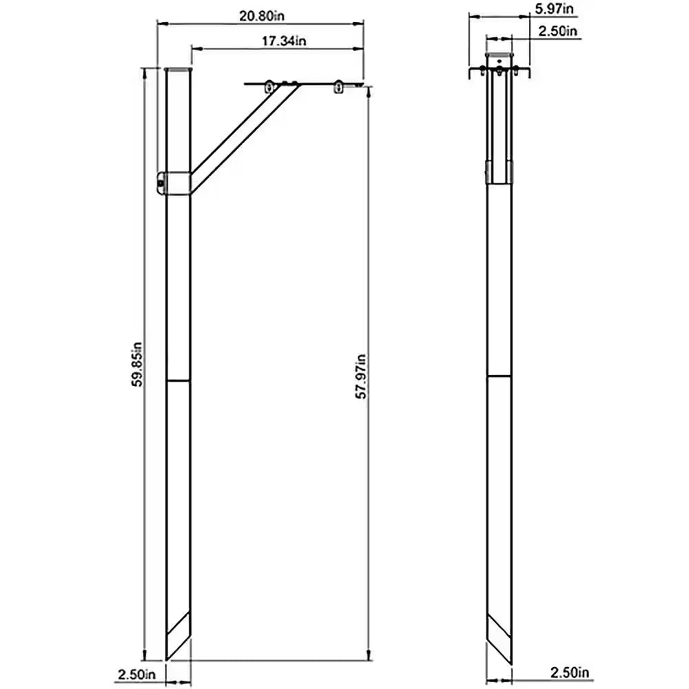 Steel Drive-In, Top Mount, Mailbox Post Kit, Black