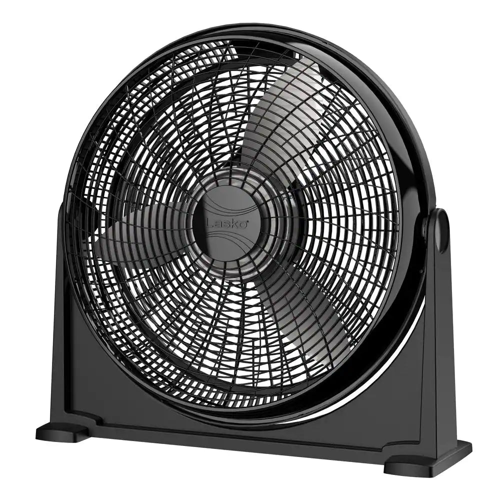 20 In. 3 Speed Air Circulator Floor Fan for Home in Black with Wall Mount Option, Full Range Pivoting Head, Carry Handle