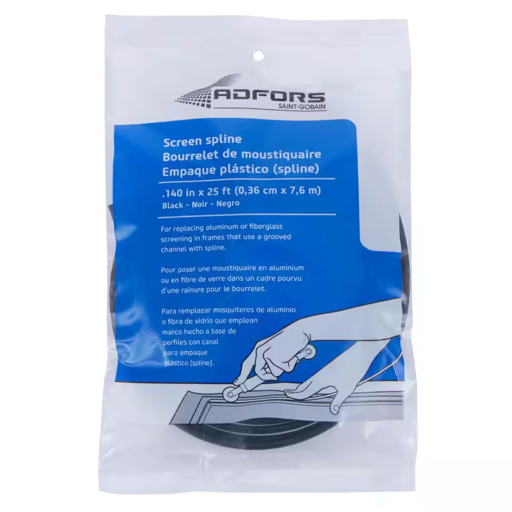 0.140 In. X 25 Ft. Black Screen Spline