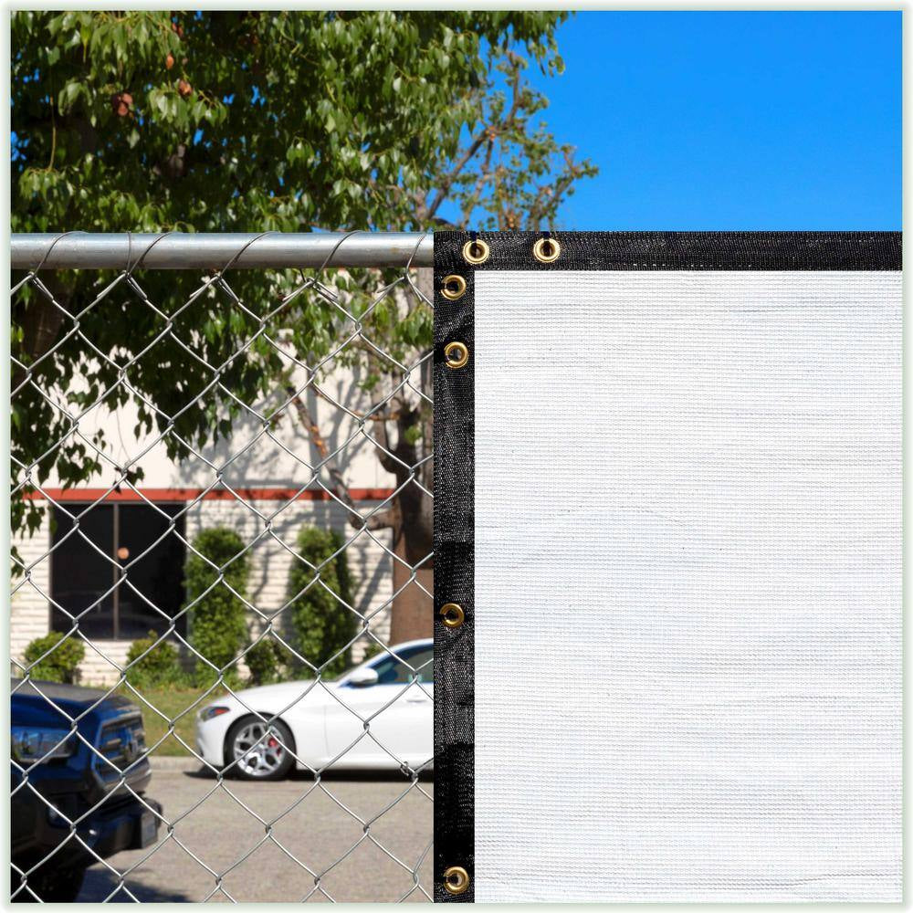 3 Ft. X 10 Ft. White Privacy Fence Screen Mesh Fabric Cover Windscreen with Reinforced Grommets for Garden Fence