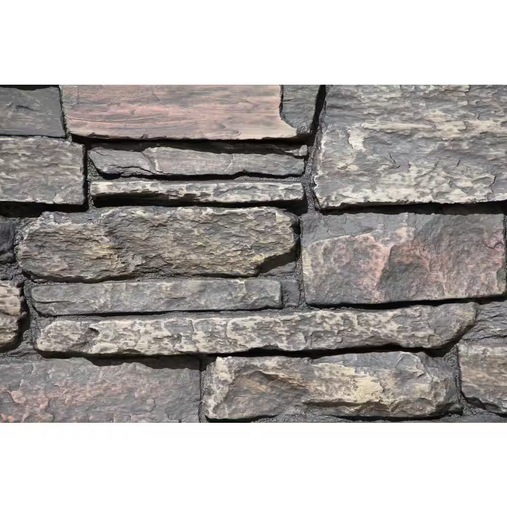 Ledge Stone 48 In. X 24.25 In. Polyurethane Interlocking Siding Panel in Volcanic Ash