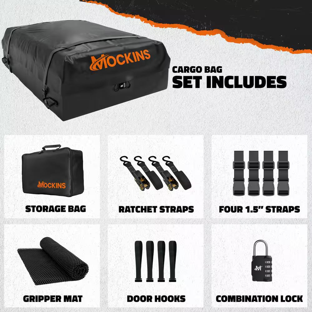 25 Cu. Ft. Waterproof Rooftop Carrier Bag Capacity Storage Roof Bag Use with or without Racks/Bars Accessories Included