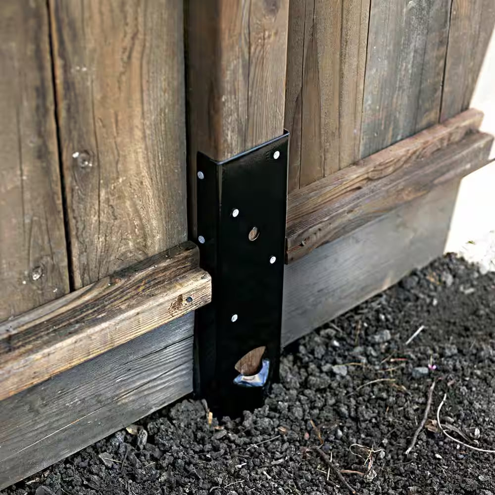 E-Z Mender 12-Gauge Black Powder-Coated Mender Plate for 4X4 Nominal Wood Post