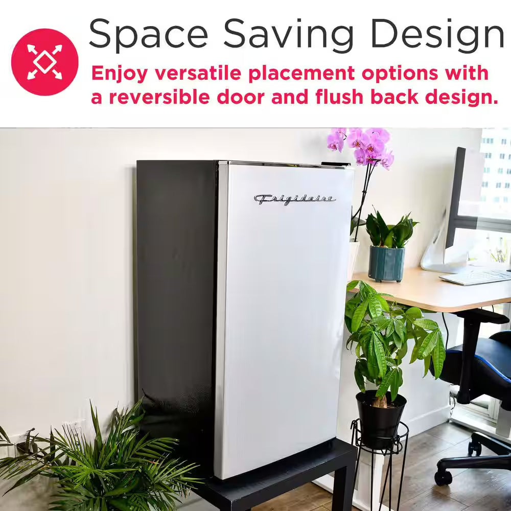 3.2 Cu. Ft. Retro Vintage Compact Mini Refrigerator with Freezer with Platinum Door Design