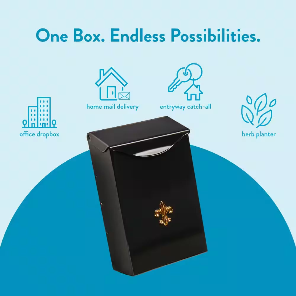 City Classic Black, Small, Steel, Vertical, Wall Mount Mailbox
