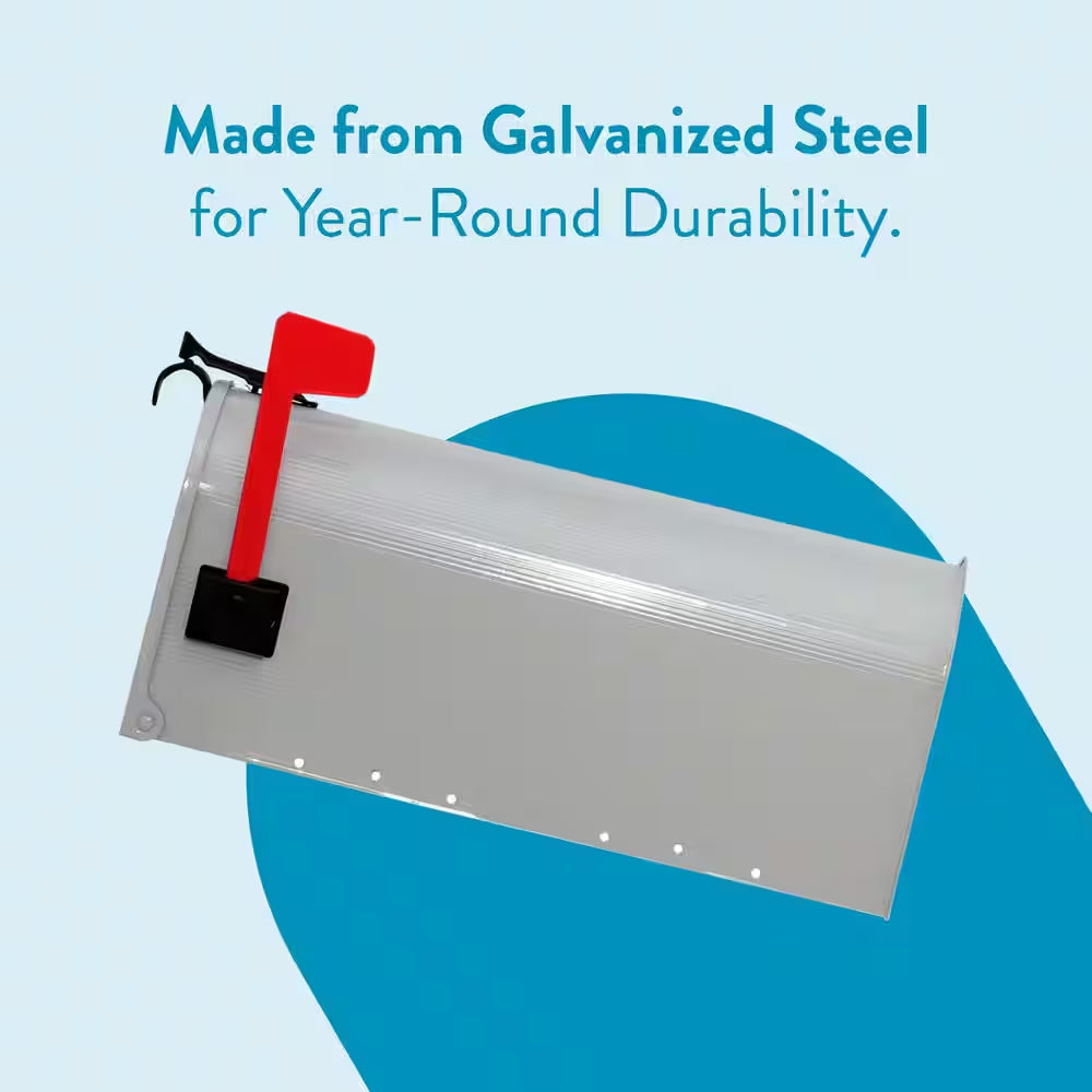 Grayson Gray, Medium, Steel, Post Mount Mailbox