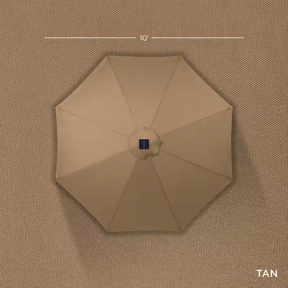10 Ft. Market Solar LED Lighted Tilt Patio Umbrella with Uv-Resistant Fabric in Tan