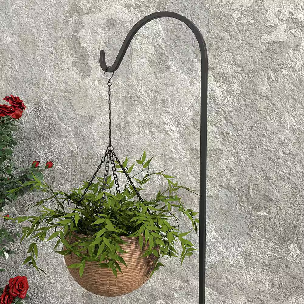 Fuchsia 64 In. Black Steel Shepherd Hook