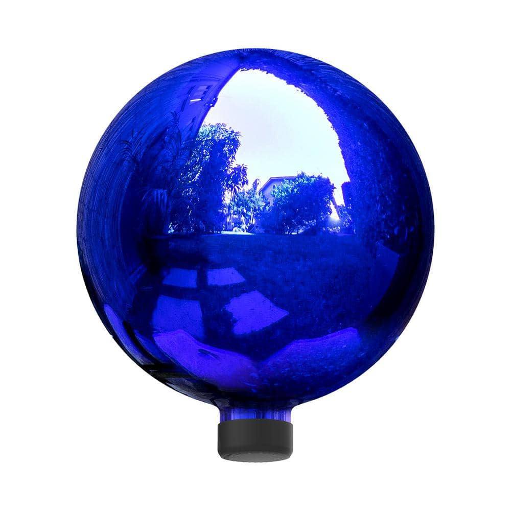 10 In. Dia Indoor/Outdoor Glass Gazing Globe Festive Yard Decor, Blue