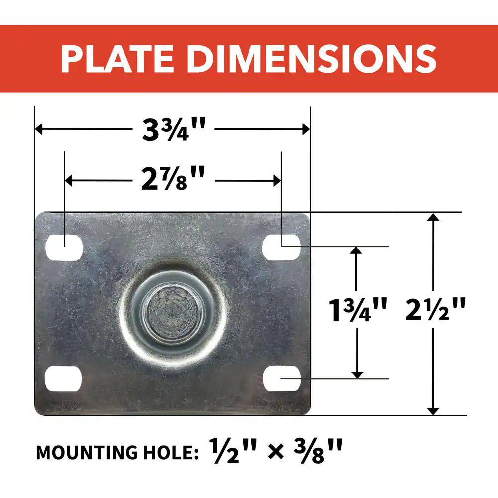 4 In. Red Polyurethane and Steel Swivel Plate Locking Caster Wheel with 250 Lb. Load Rating