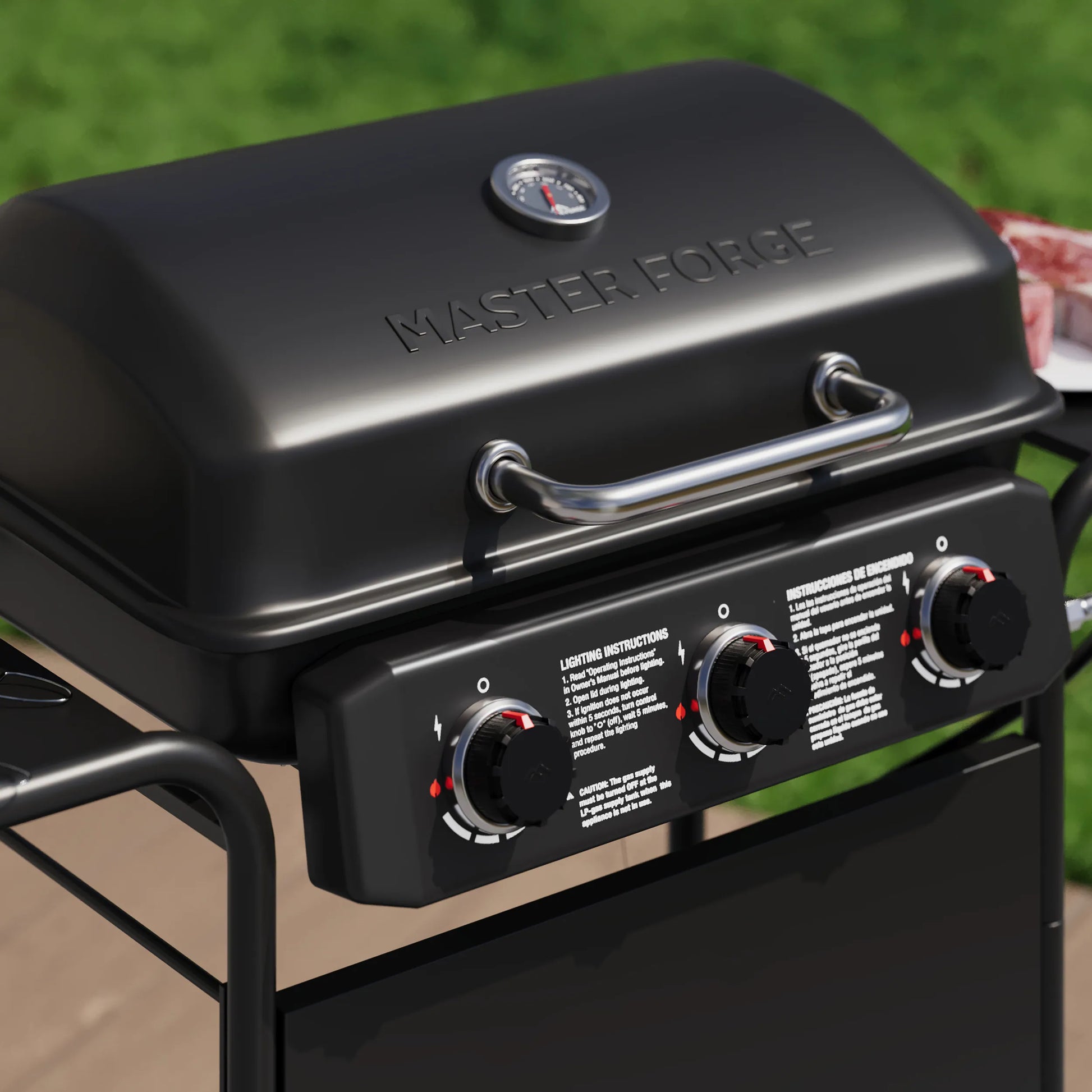 Large 550-Sq.In Black 3 -Burner Liquid Propane Gas Grill