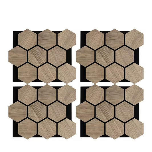 0.7 In. X 2 Ft. X 2.5 Ft. Natural Walnut Wood Acoustic Panels, Brown MDF Decorative Wall Paneling (4-Piece/Box)