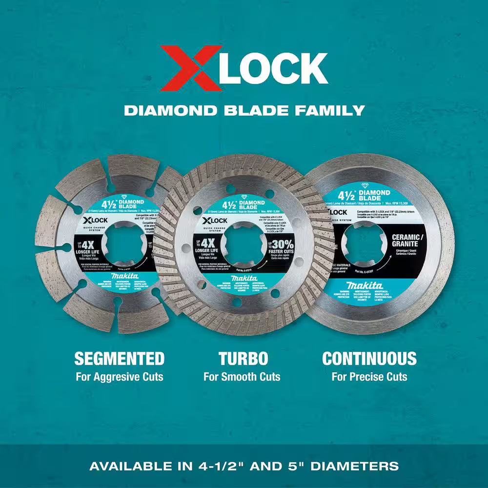 X-LOCK 4-1/2 In. Turbo Rim Diamond Blade for Masonry Cutting