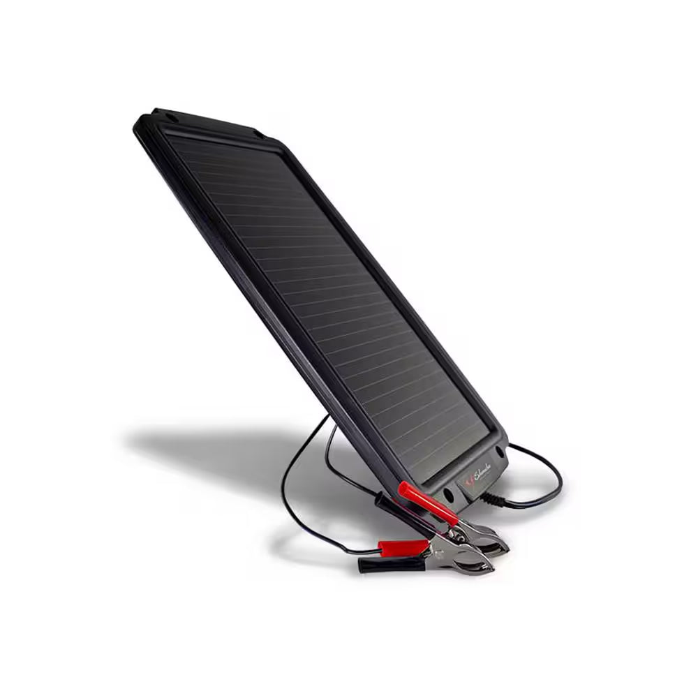 Automotive 12 Volt Solar Battery Maintainer with Quick-Connect Clamps and DC Accessory Plug
