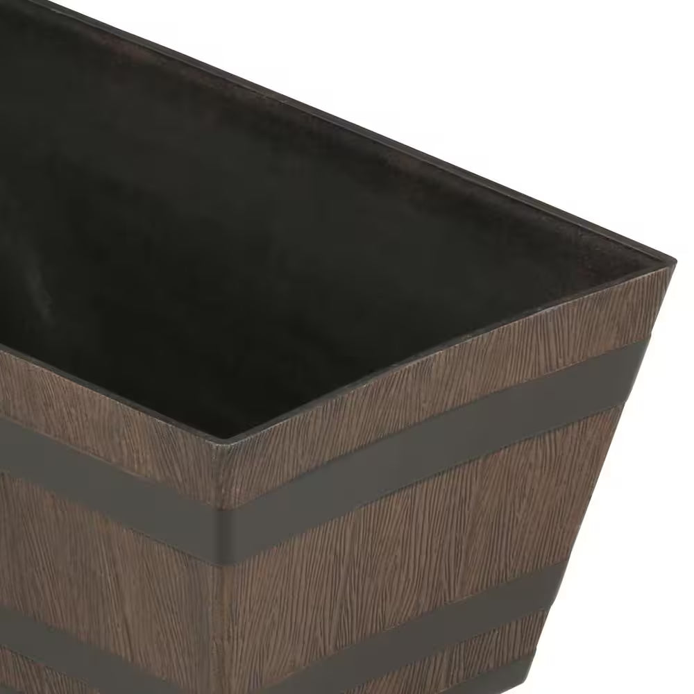 Kentucky Walnut Large Resin Rectangle Window Planter Box (10.13 In. L X 20.13 In. W X 7.6 In. H)
