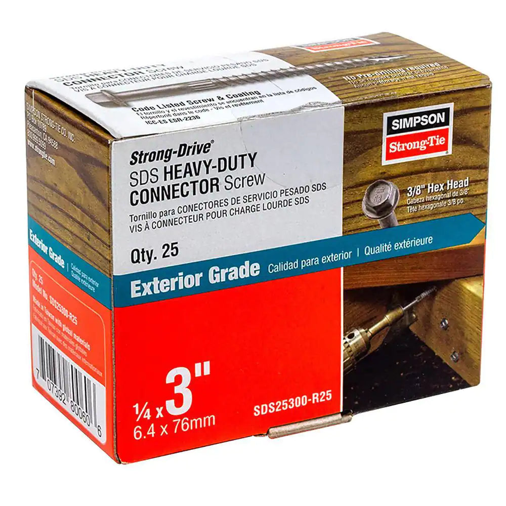 1/4 In. X 3 In. Strong-Drive SDS Heavy-Duty Connector Screw (25-Pack)
