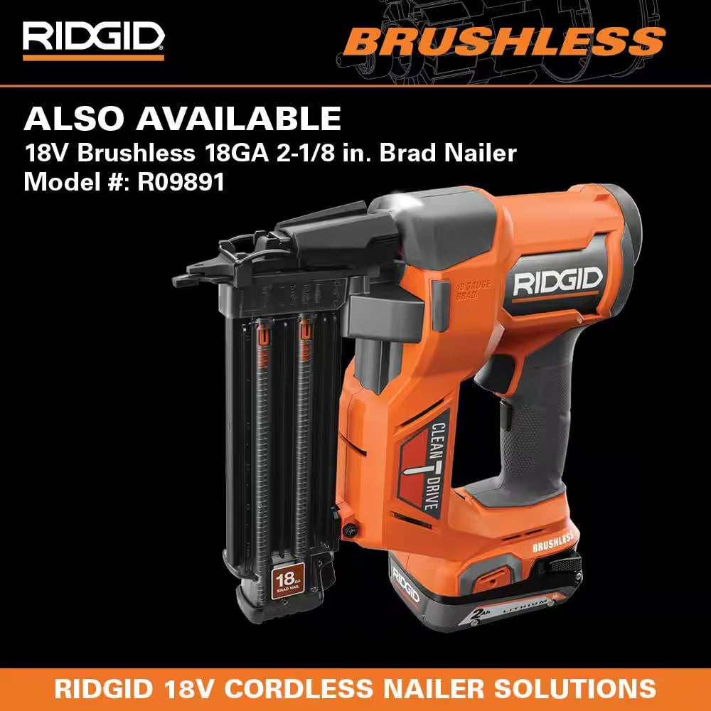 Pneumatic 18-Gauge 2-1/8 In. Brad Nailer with CLEAN DRIVE Technology, and Tool Bag