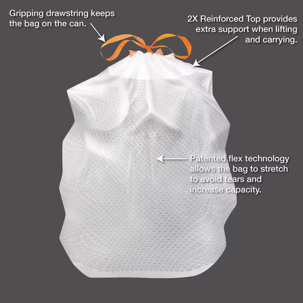 13 Gallon Reinforced Top Drawstring Fresh Scented Tall Kitchen Trash Bags with 20% PCR (200-Count)