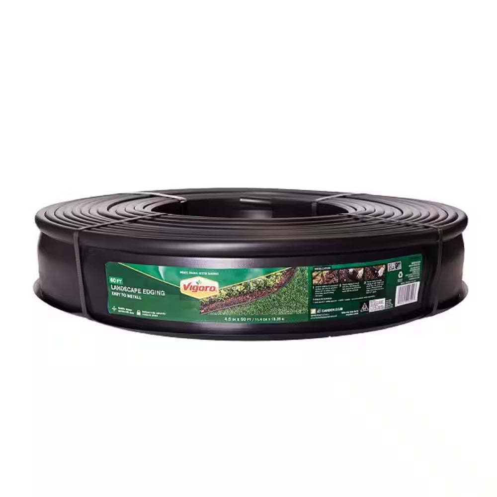 Plactic Dig 60 Ft. X 0.5 In. X 4.5 In. Black Plastic Dig-In Landscape Edging – Murssea