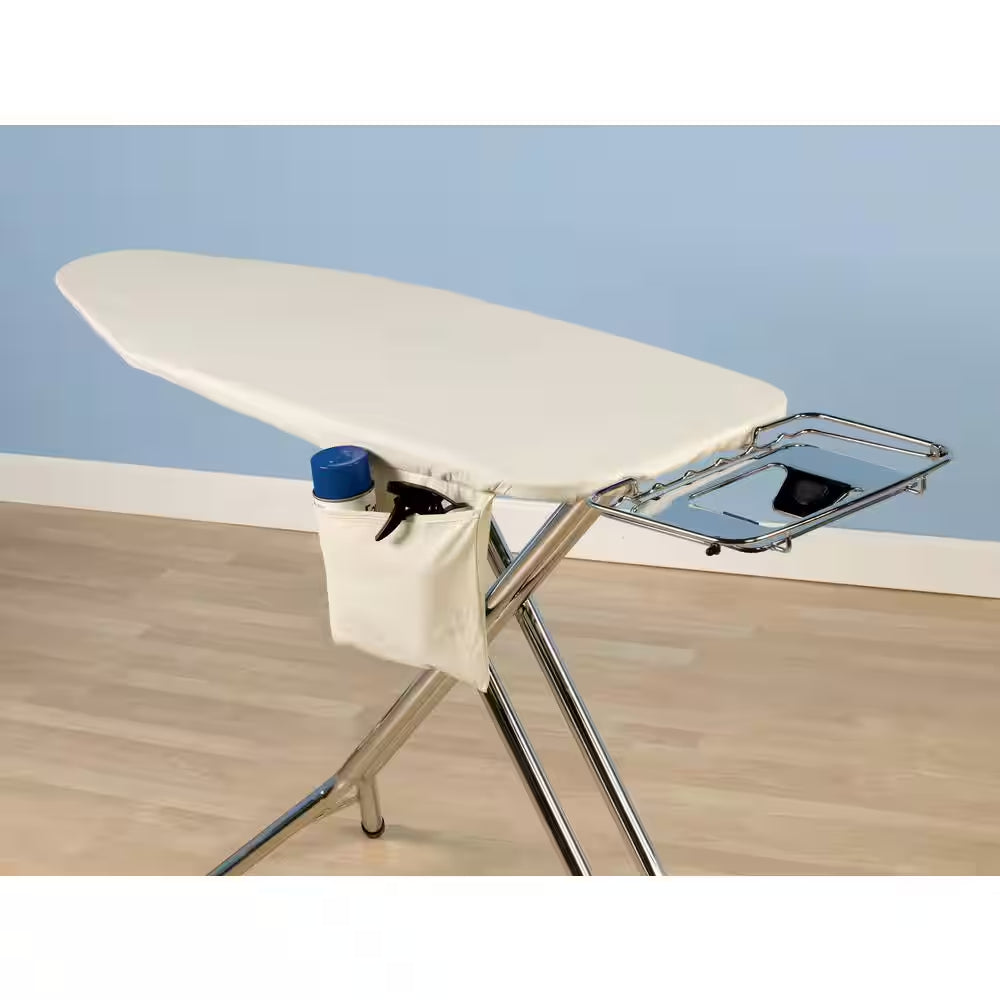 Wide Top Ironing Board Cover and Pad with Attached Storage Pocket
