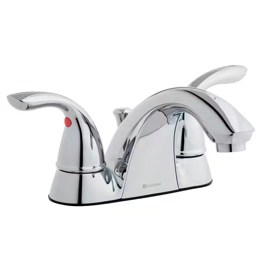 Builders 4 In. Centerset Double Handle Low-Arc Bathroom Faucet in Chrome