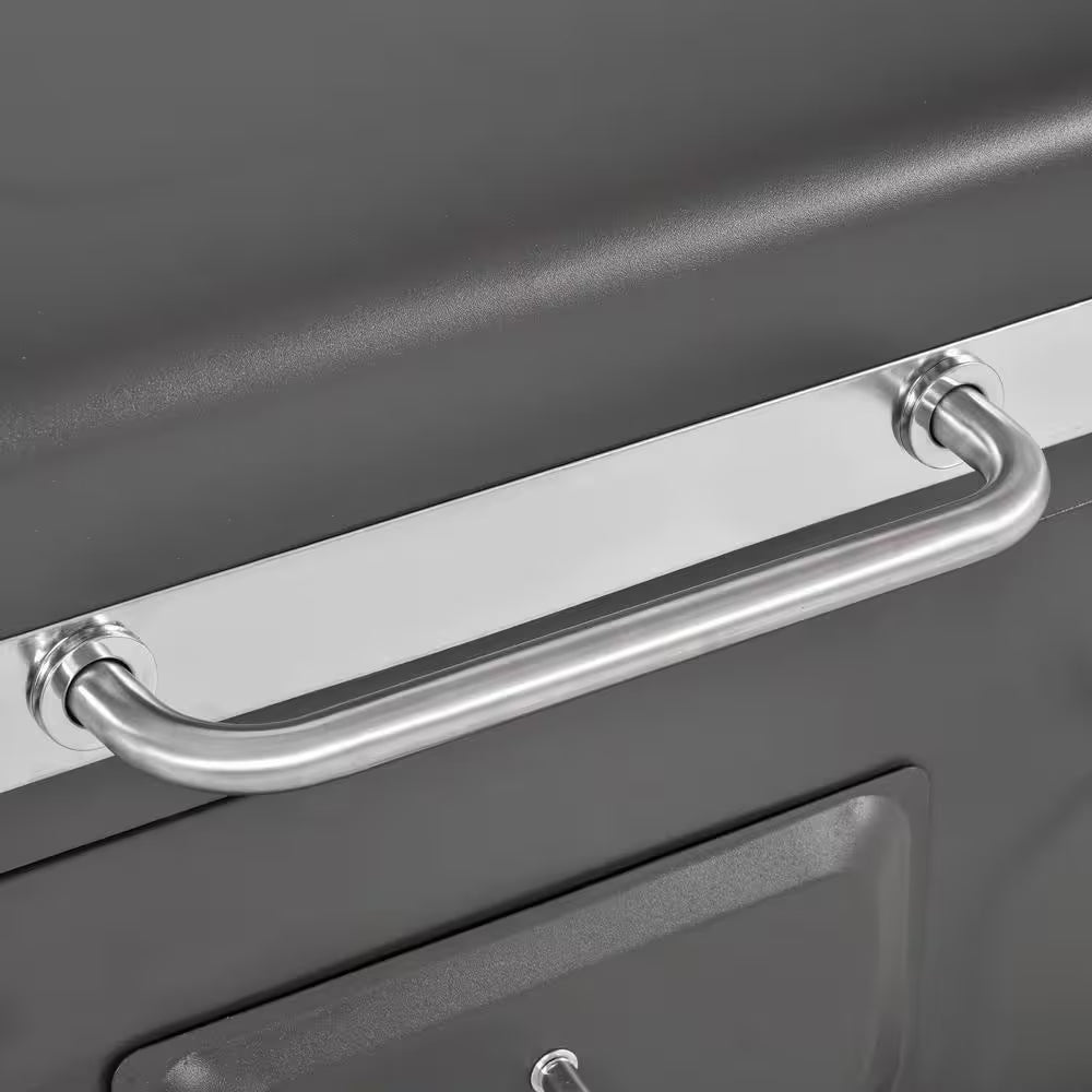 Portable Charcoal Grill in Gray with Side Shelf