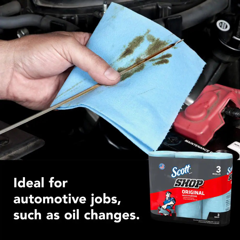 Blue 1-Ply 9X11 Shop Towel Cleaning Wipes (3-Pack Bundle of 10)