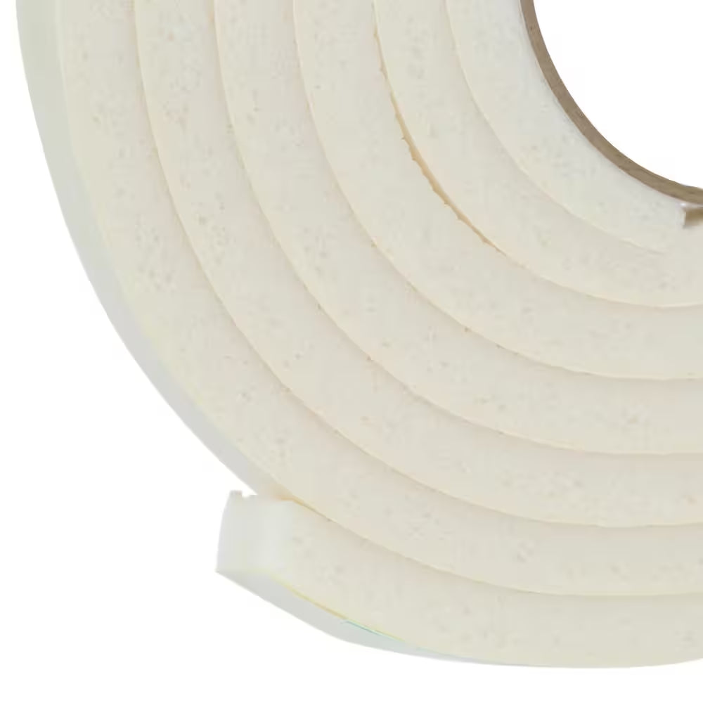 3/4 In. X 7/16 In. X 10 Ft. White High-Density Rubber Foam Weatherstrip Tape