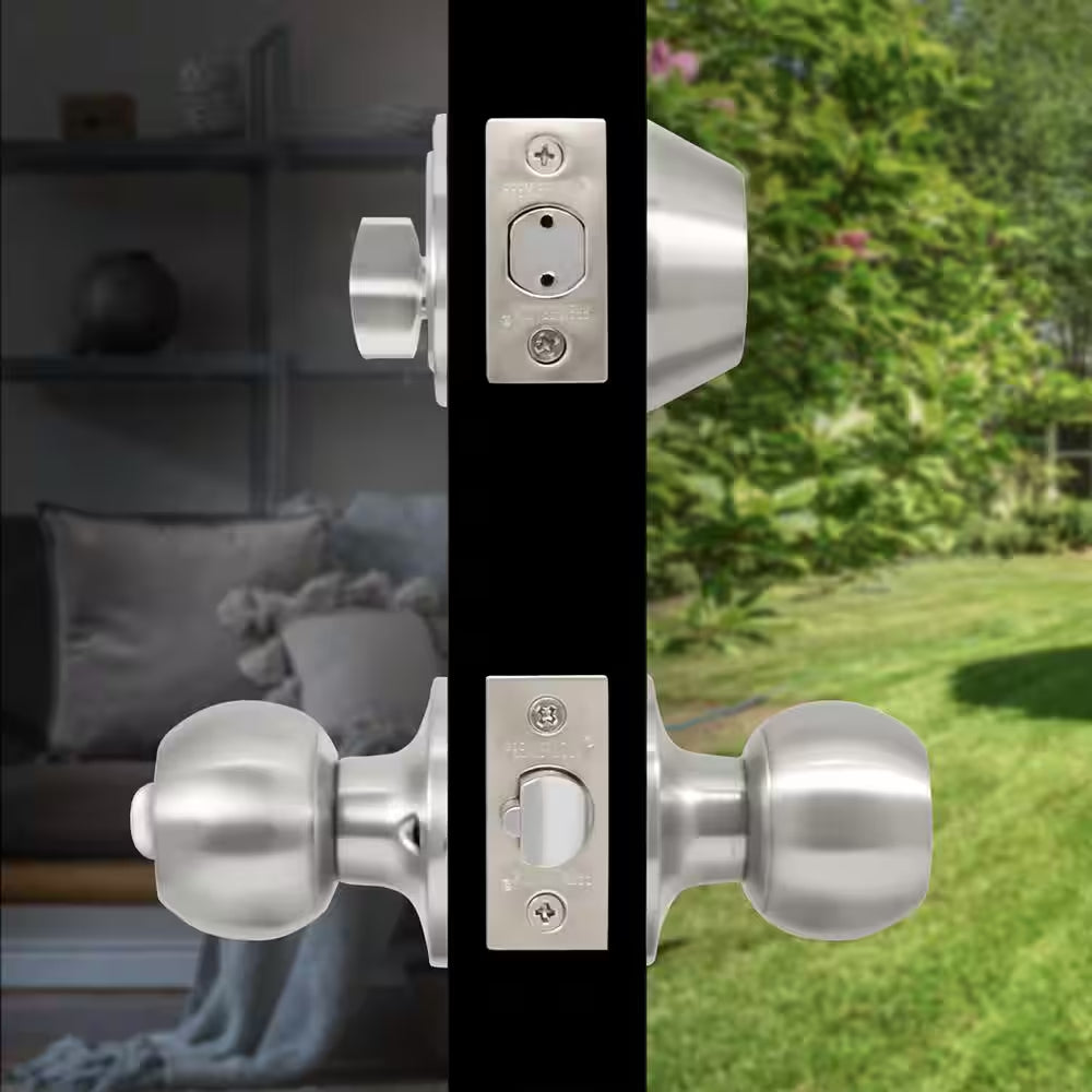 Stainless Steel Entry Door Knob Combo Lock Set with Deadbolt and 6 Keys
