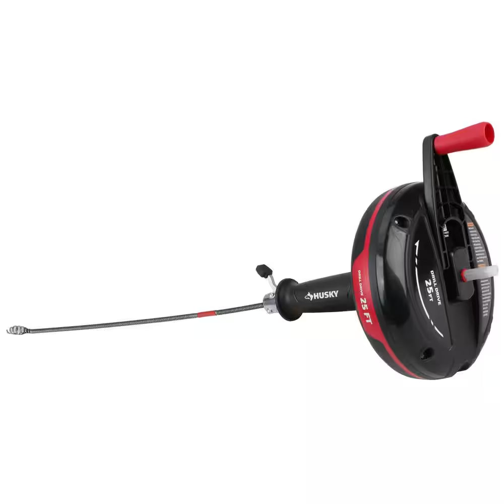 25 Ft. Power Drum Drain Snake Drill-Operated Auger for Sink, Tub and Shower Clogs