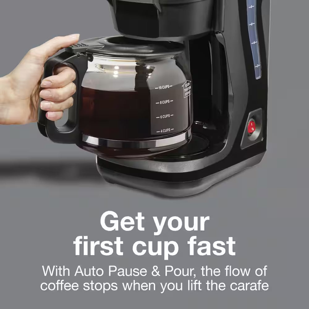 12-Cup Black Front Fill Compact Drip Coffee Maker