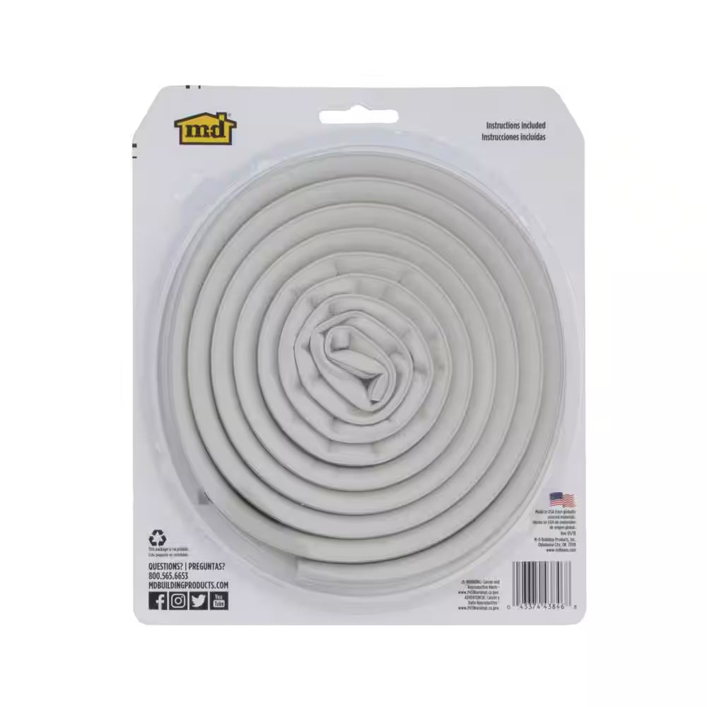 0.375 In. X 17 Ft. White Silicone Rubber Window Seal for Ex-Large Gaps Weatherstrip Roll