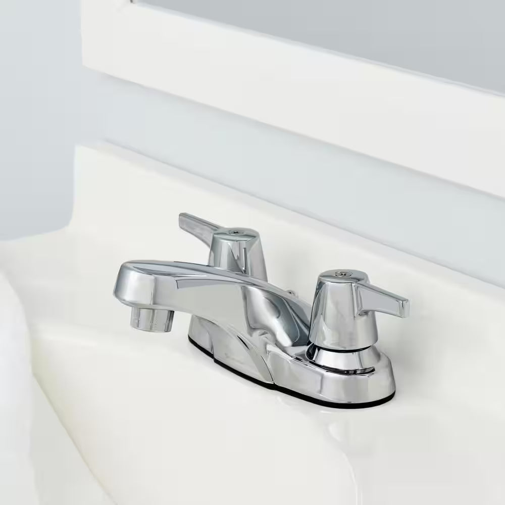 Aragon 4 In. Centerset 2-Handle Low-Arc Bathroom Faucet without Pop-Up Drain in Chrome