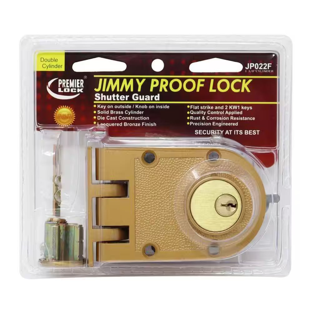 Bronze Lacquer High Security Double Cylinder Jimmy Proof Die Cast Deadbolt Lock with Flat Strike and 2 KW1 Keys