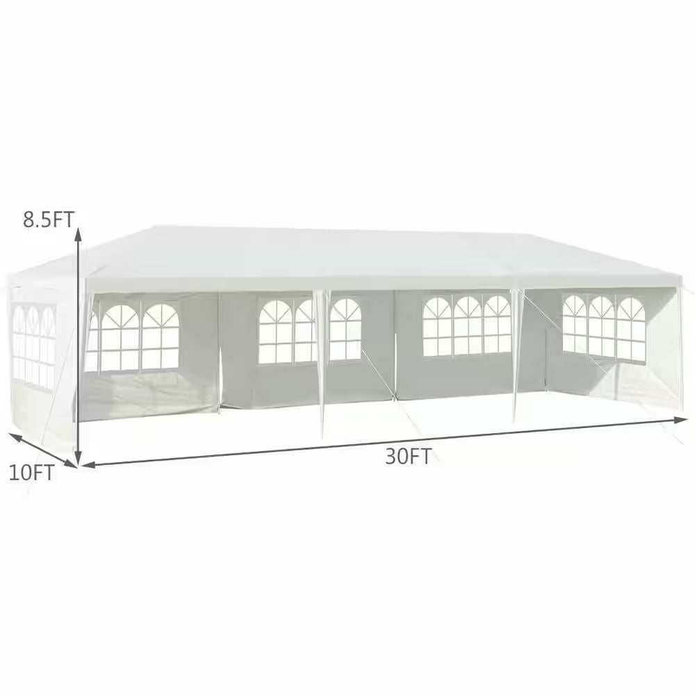 10 Ft. X 30 Ft. White Canopy Heavy-Duty Gazebo Pavilion Event Party Wedding Outdoor Patio Tent 5 Sidewall